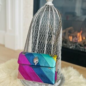 Kurt Geiger Pink and Blue Mini Shoulder Bag with Chain Strap